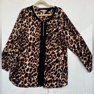 Gibson Leopard Print Blouse with Black Accents size 2X
